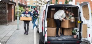 Man placing box in van